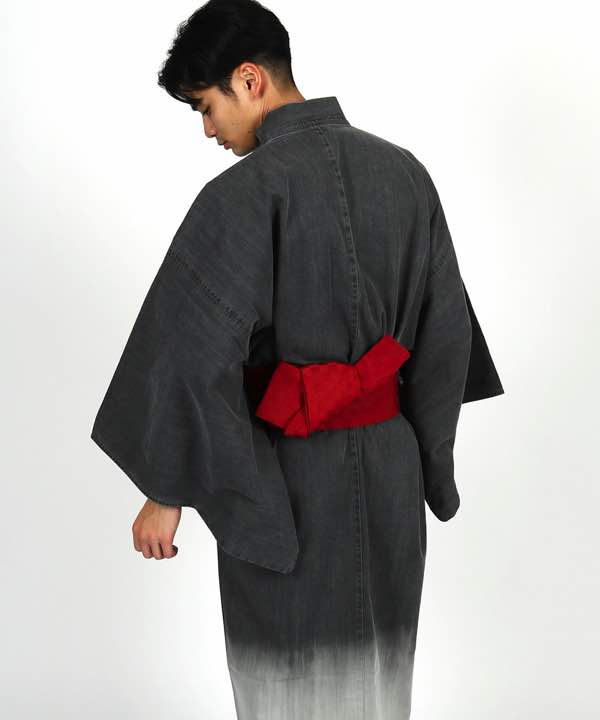 男性用 お洒落着物レンタル | デニムkimono ブラック 段暈し