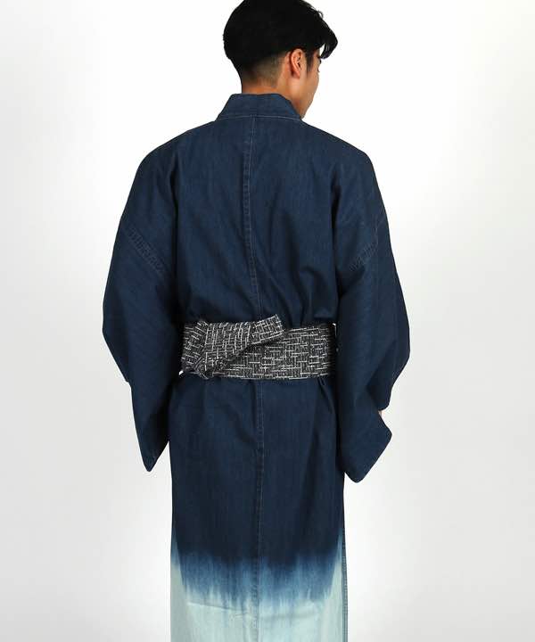 男性用 お洒落着物レンタル | デニムkimono インディゴブルー 段暈し