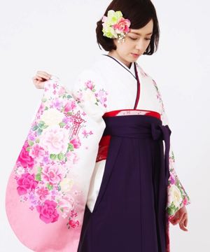 卒業式袴 | 桃花色ぼかしの花尽くし