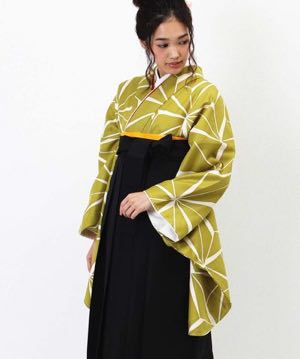 卒業式袴 | 山吹の麻の葉 漆黒無地袴